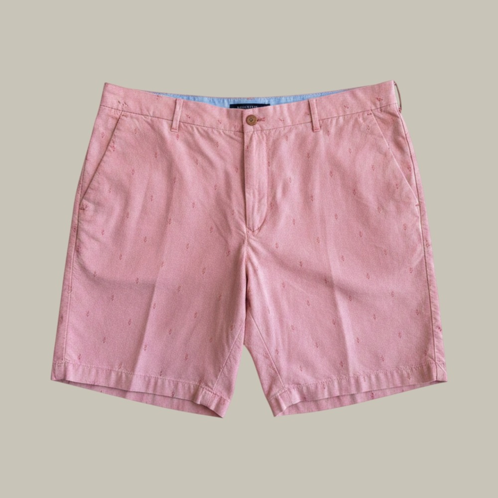 IZOD Mens Pink Embroidered Anchor Nautical Chino Shorts Size 40